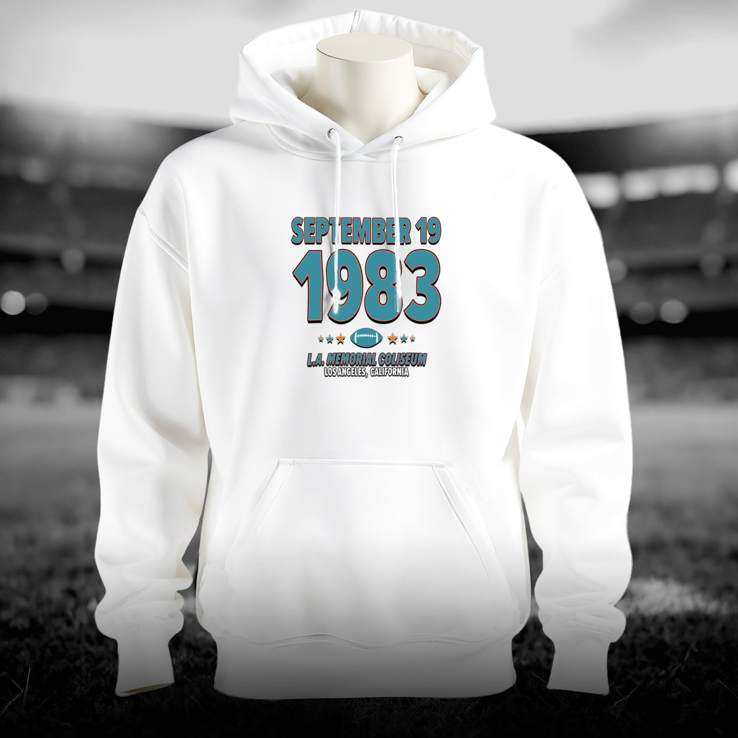 Miami Football – September 19, 1983 – Hoodie (Black & White)