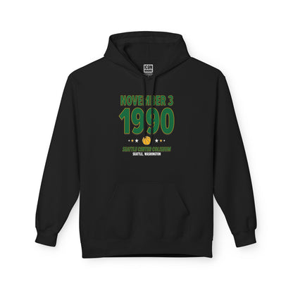 Seattle Basketball – November 3, 1990 – Hoodie (Black & White)