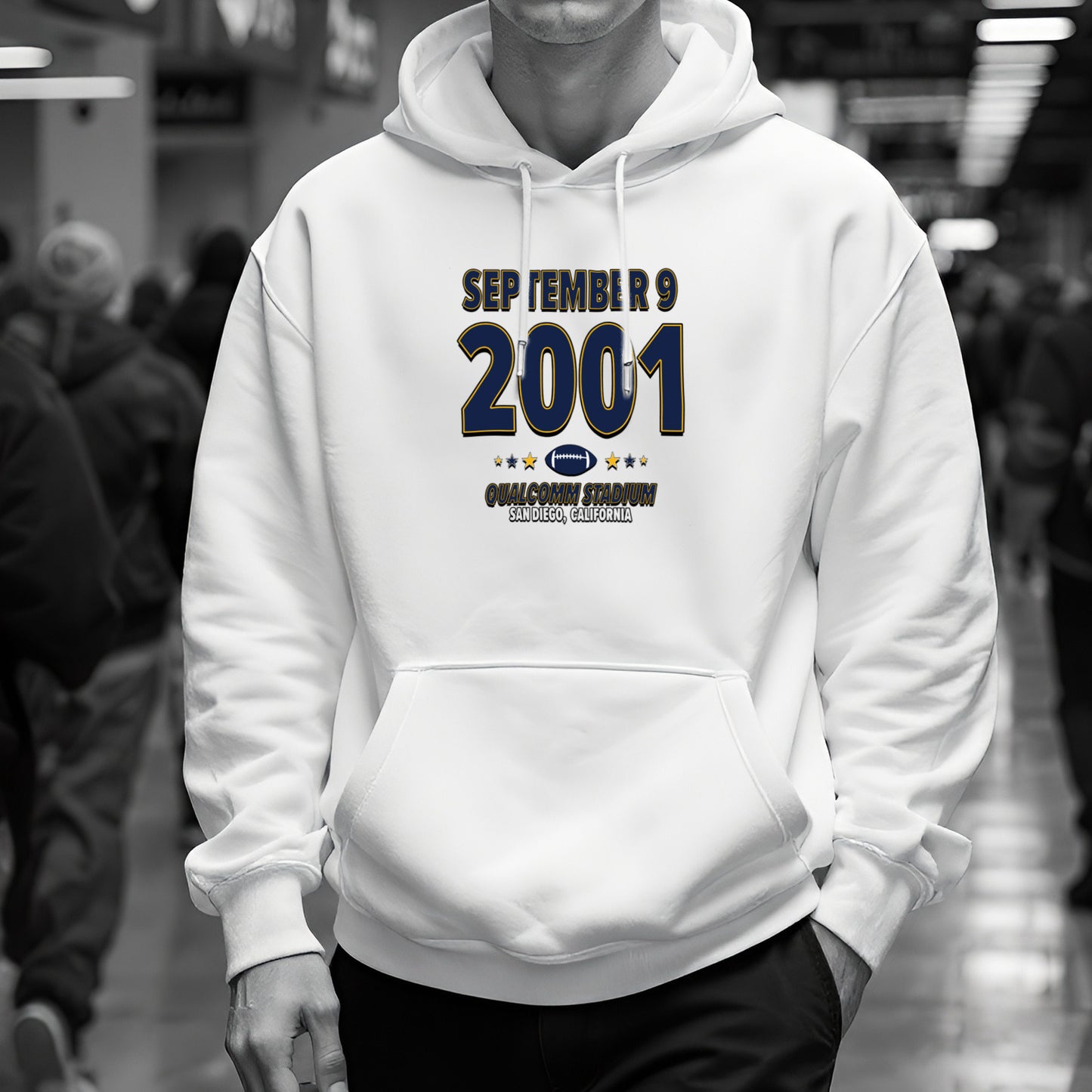 San Diego Football – September 9, 2001 – Hoodie (Black & White)