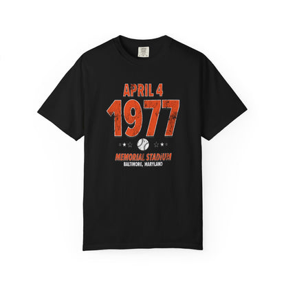 Baltimore Baseball – April 7, 1977 – Comfort Colors (Black & White)