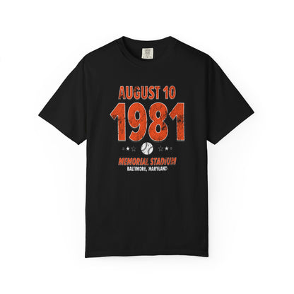 Baltimore Baseball – August 10, 1981 – Comfort Colors (Black & White)