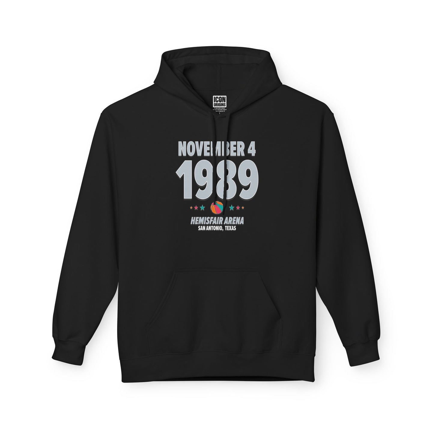 San Antonio Basketball – November 4, 1989 – Hoodie (Black & White)