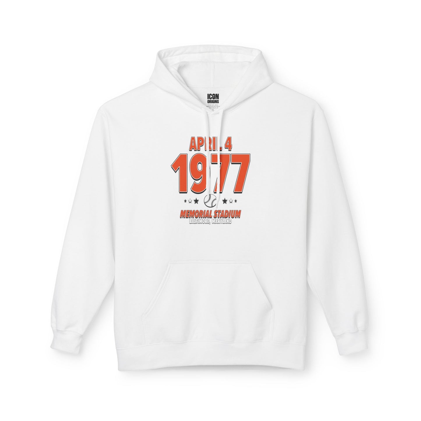 Baltimore Baseball – April 7, 1977 – Hoodie (Black & White)