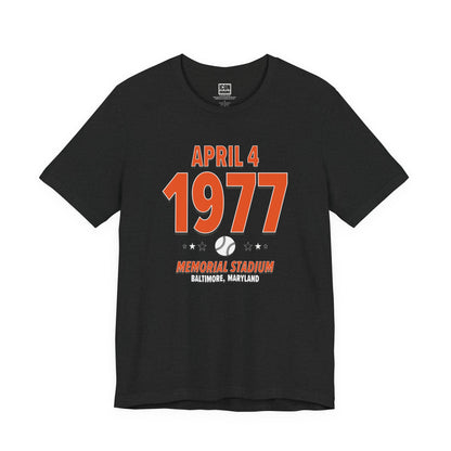 Baltimore Baseball – April 7, 1977 – Origin Tee (Black & White)