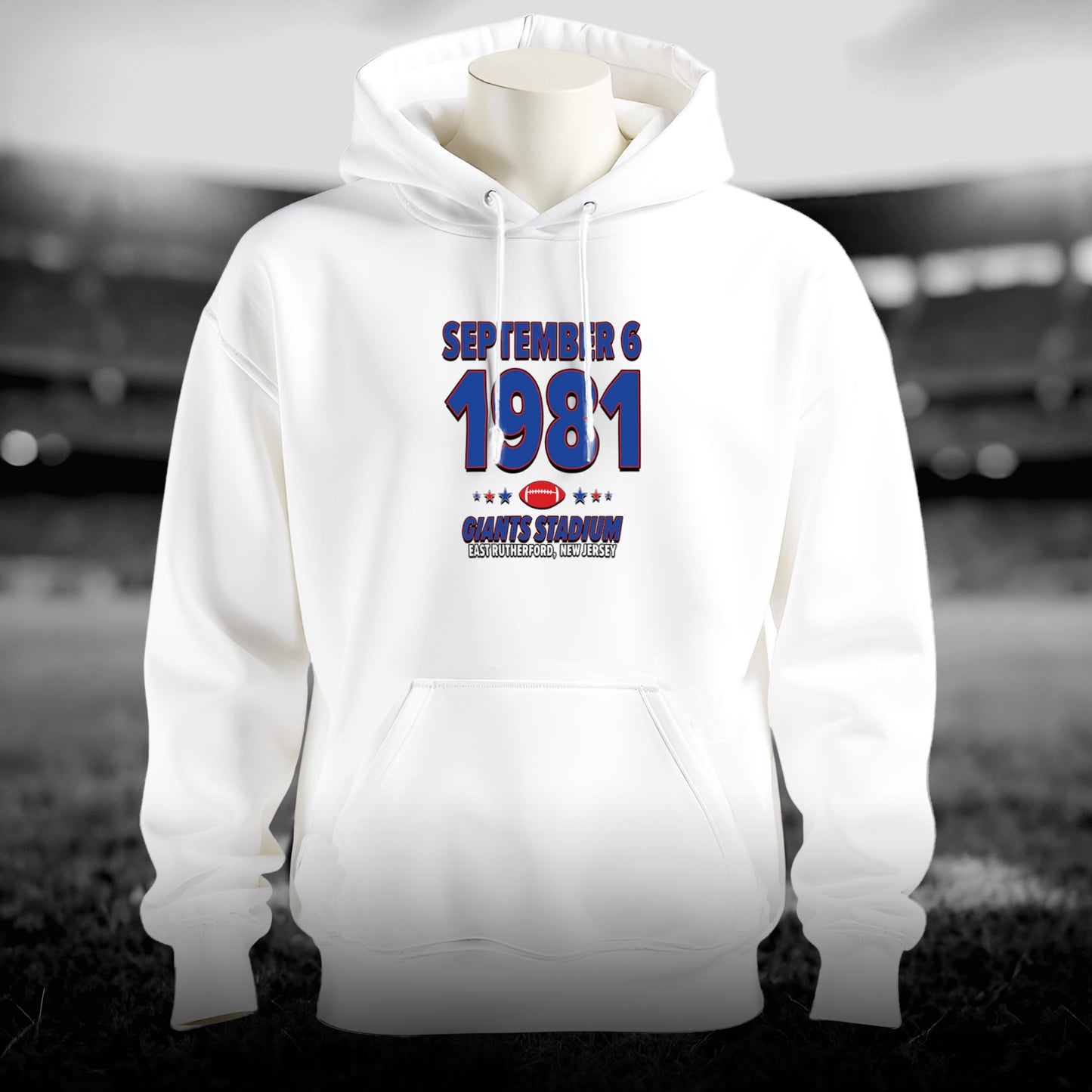 New York Football – September 6, 1981 – Hoodie (Black & White)