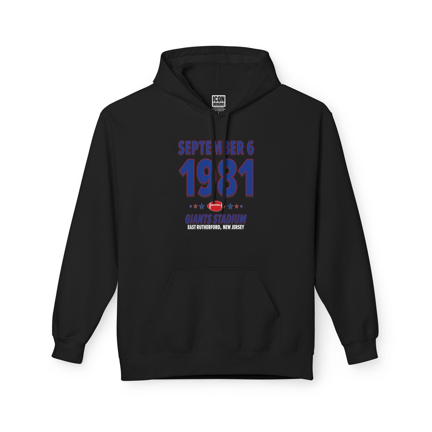 New York Football – September 6, 1981 – Hoodie (Black & White)