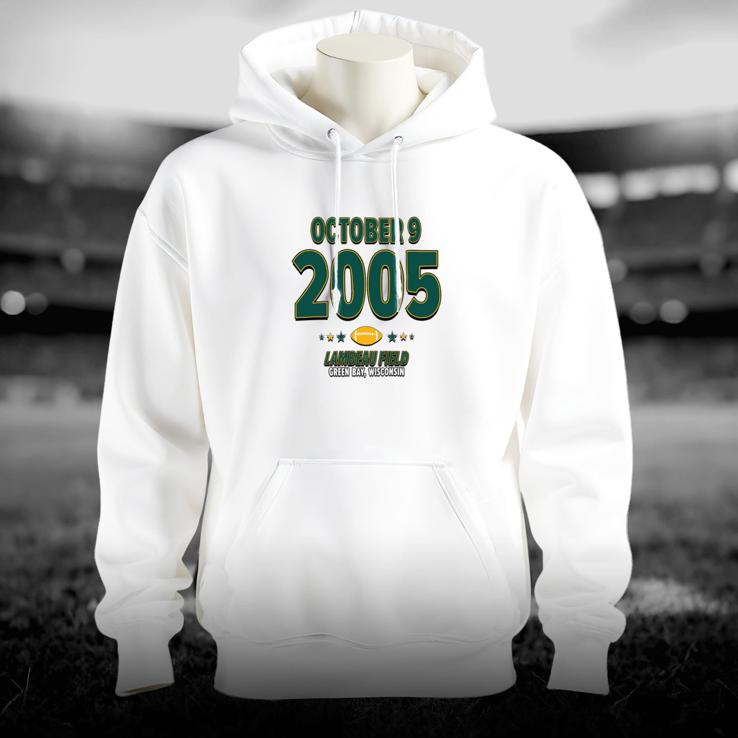 Green Bay Football – October 9, 2005 – Hoodie (Black & White)
