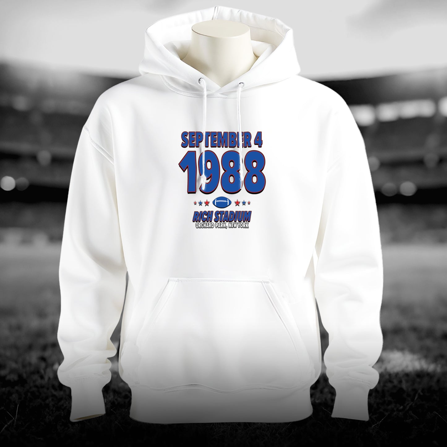 Buffalo Football – September 4, 1988 – Hoodie (Black & White)