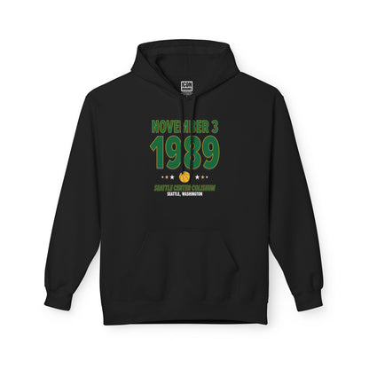 Seattle Basketball – November 3, 1989 – Hoodie (Black & White)
