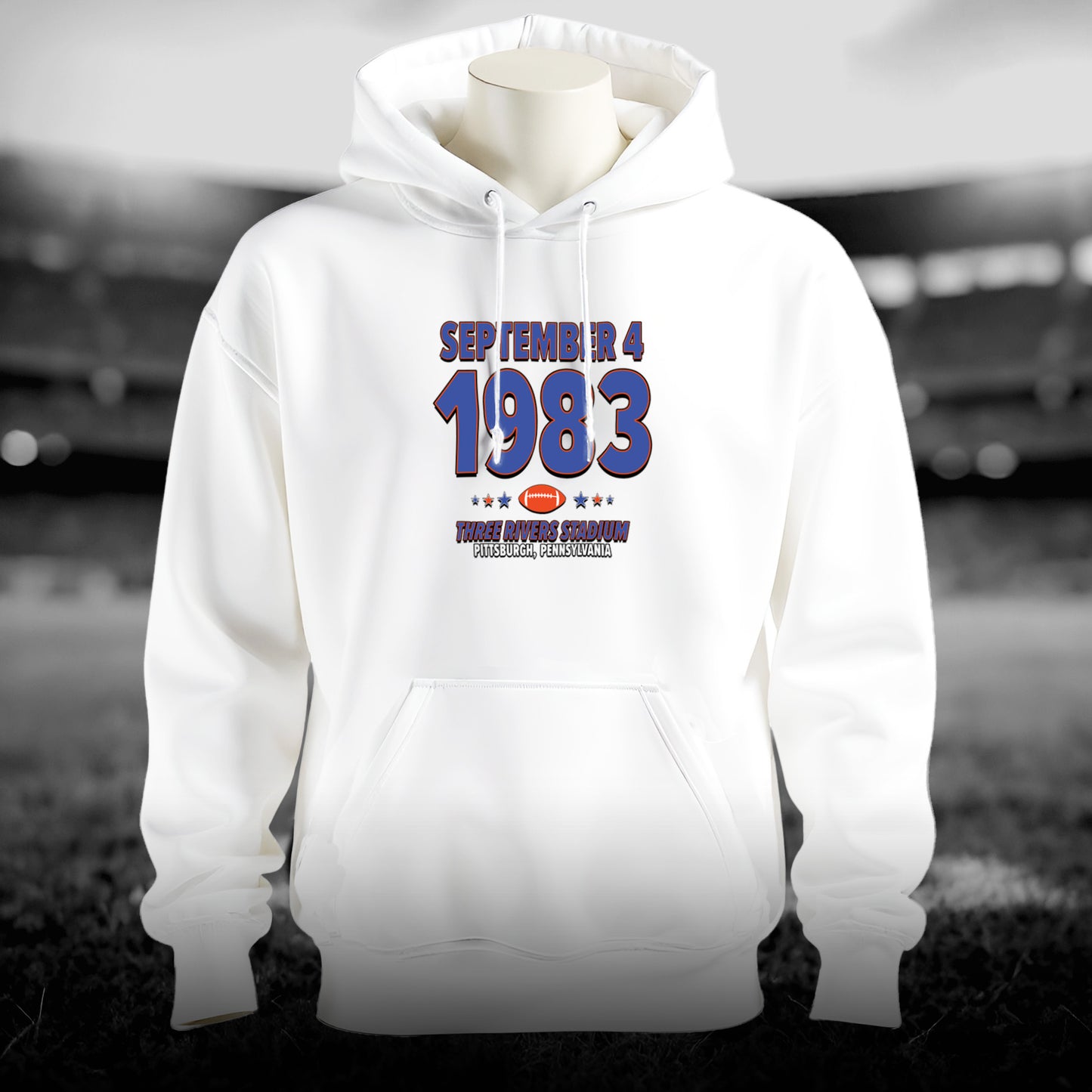 Denver Football – September 4, 1983 – Hoodie (Black & White)