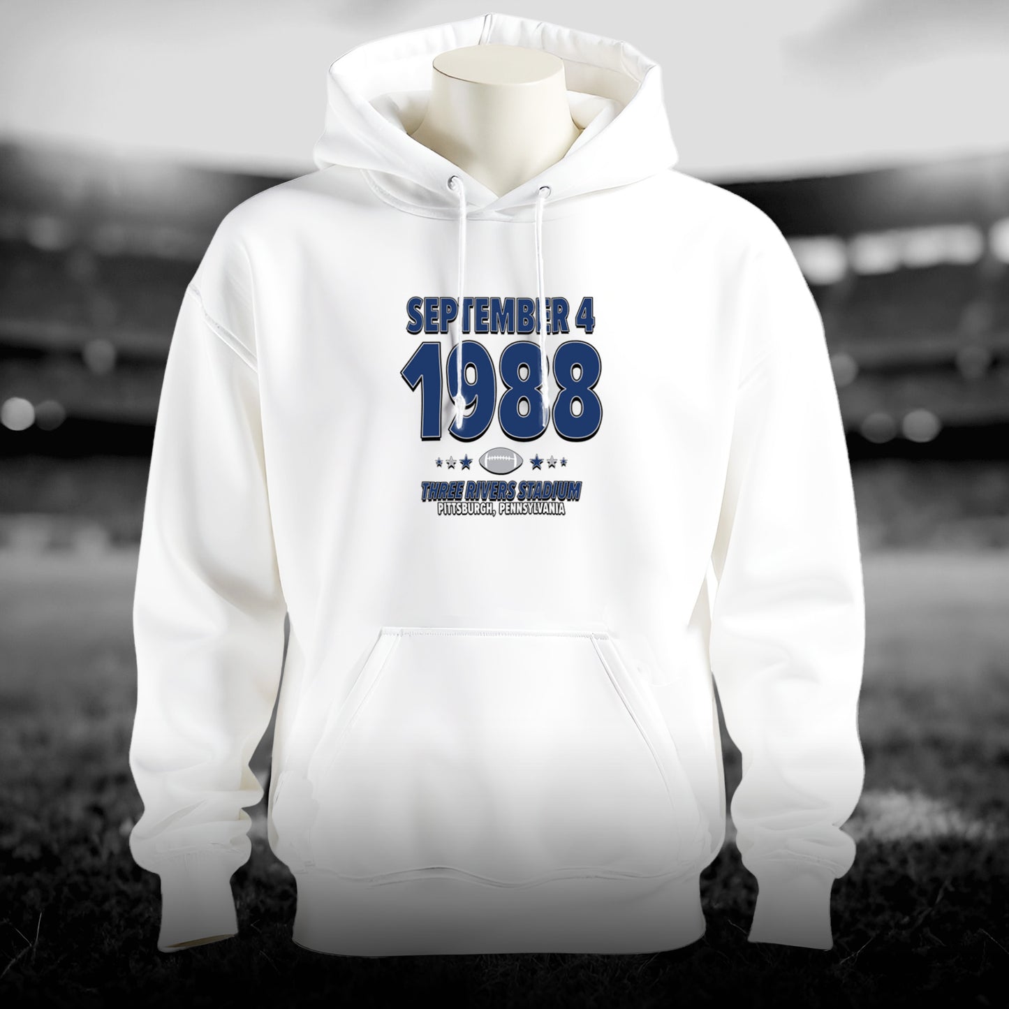 Dallas Football – September 4, 1988 – Hoodie (Black & White)