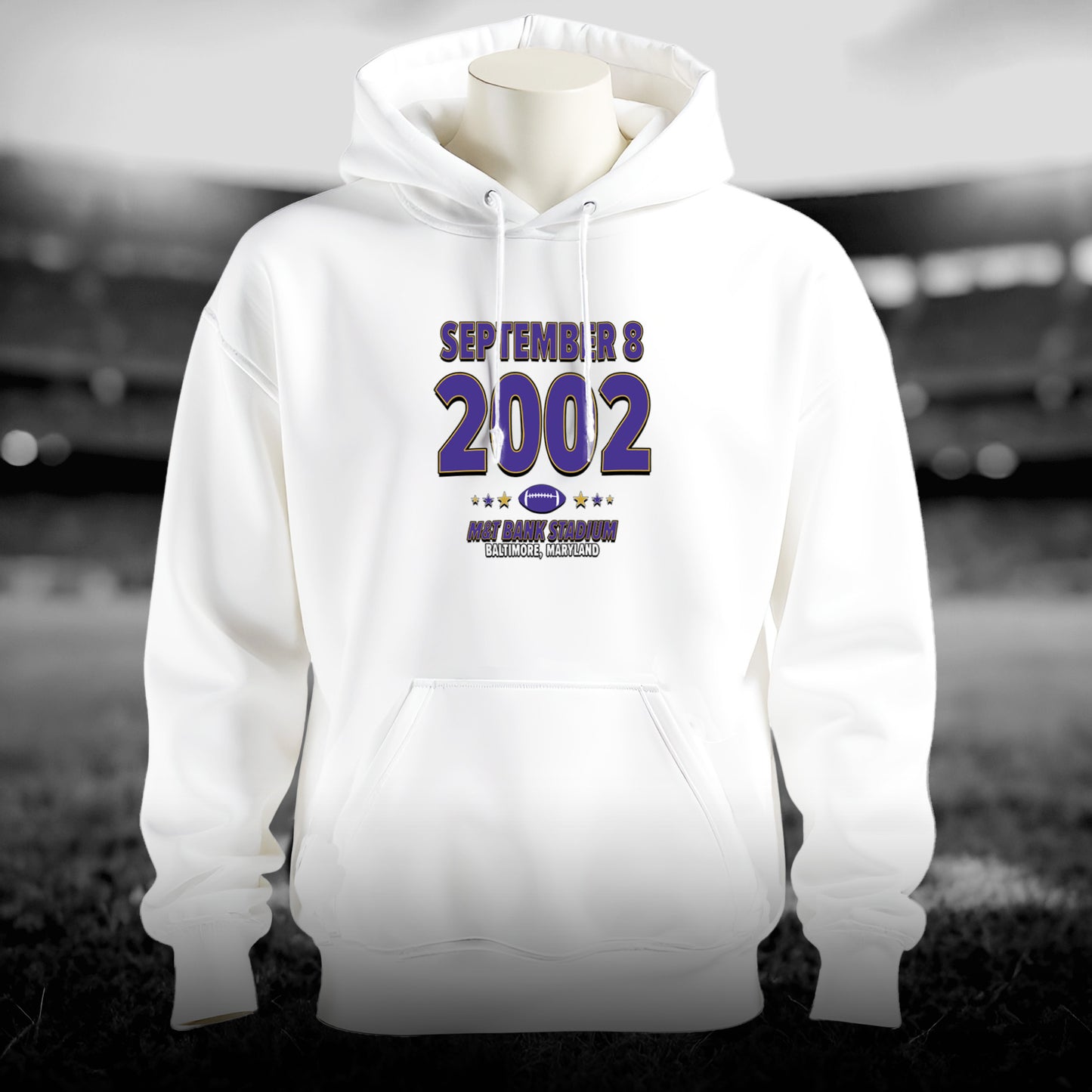 Baltimore Football – September 8, 2002 – Hoodie (Black & White)