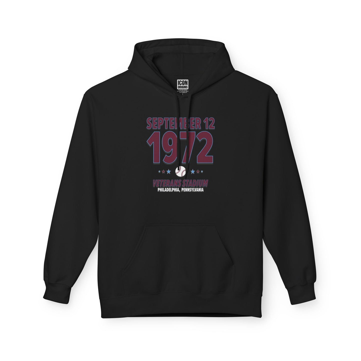Philadelphia Baseball – September 12, 1972 – Hoodie (Black & White)