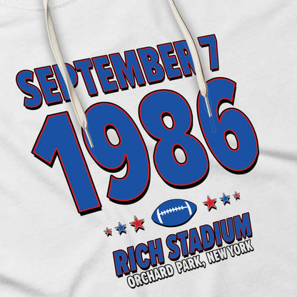 Buffalo Football – September 7, 1986 – Hoodie (Black & White)