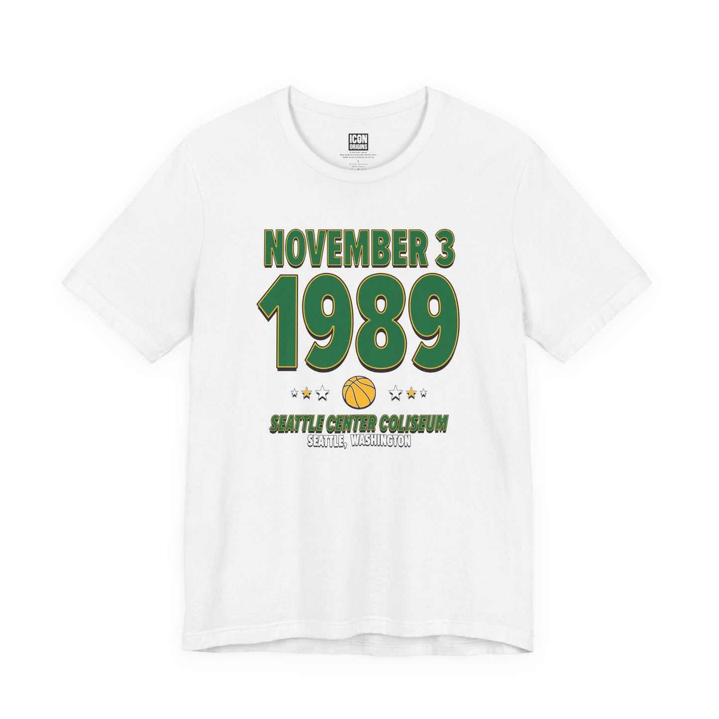 Seattle Basketball – November 3, 1989 – Origin Tee (Black & White)
