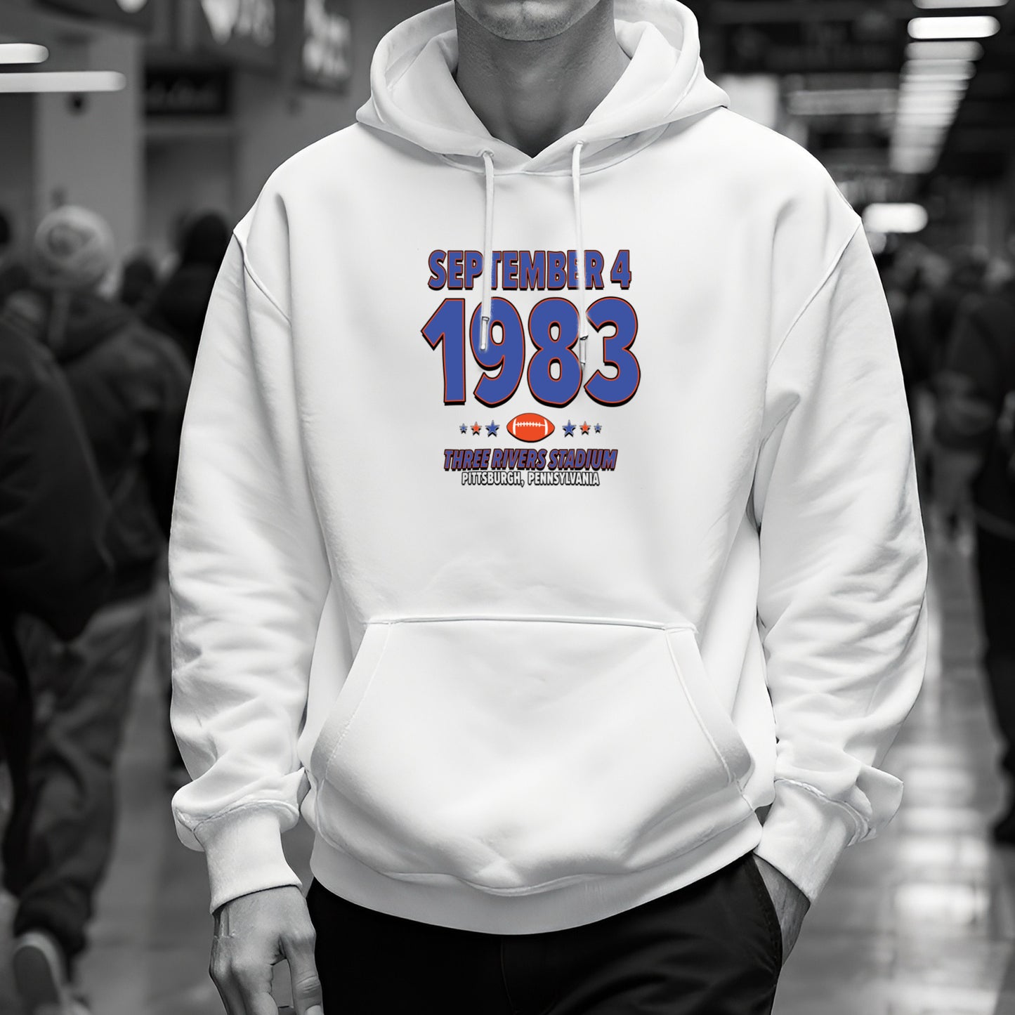 Denver Football – September 4, 1983 – Hoodie (Black & White)