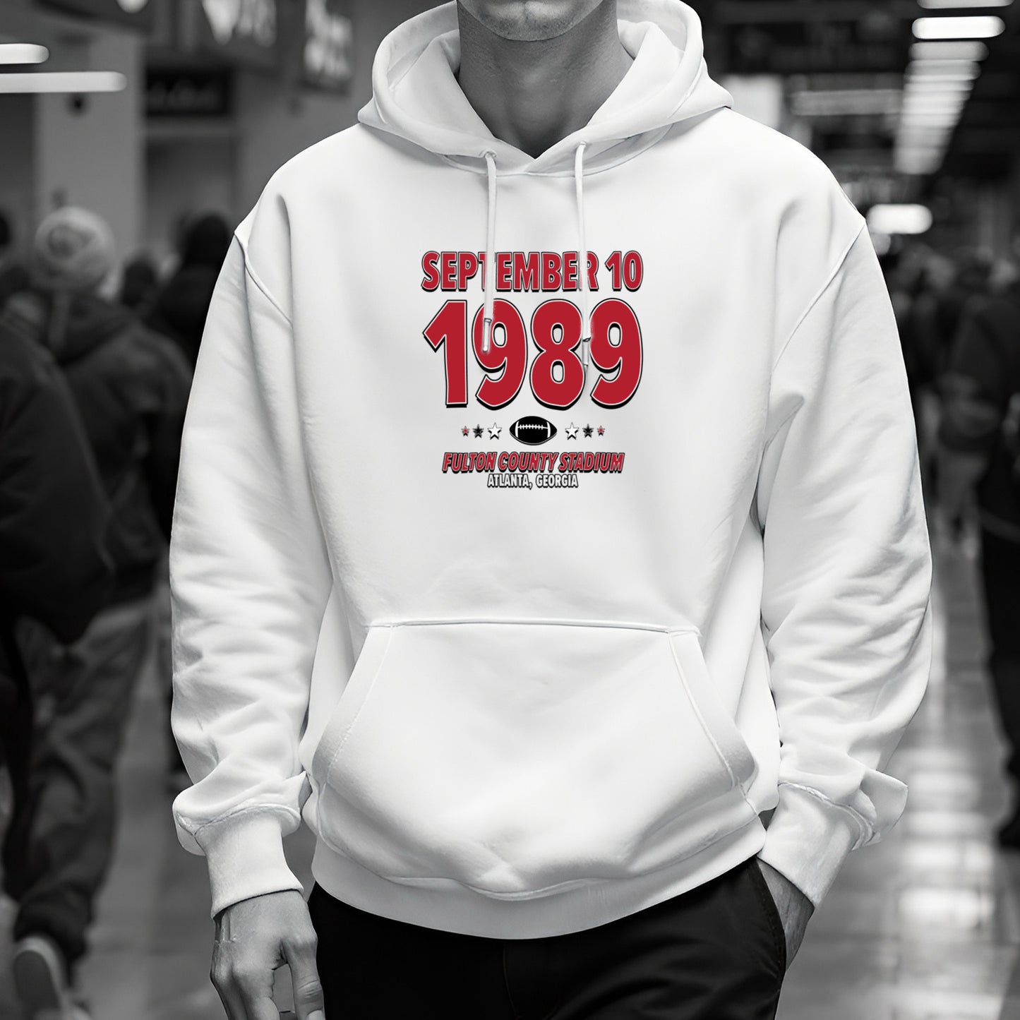 Atlanta Football – September 10, 1989 – Hoodie (Black & White)