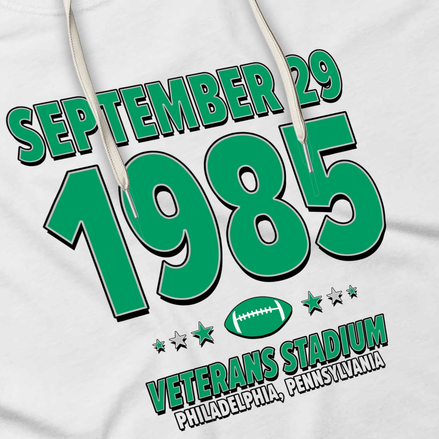 Philadelphia Football – September 29, 1985 – Hoodie (Black & White)