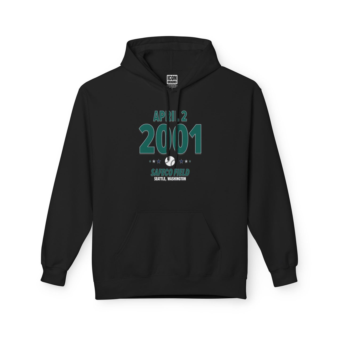 Seattle Baseball – April 2, 2001 – Hoodie (Black & White)