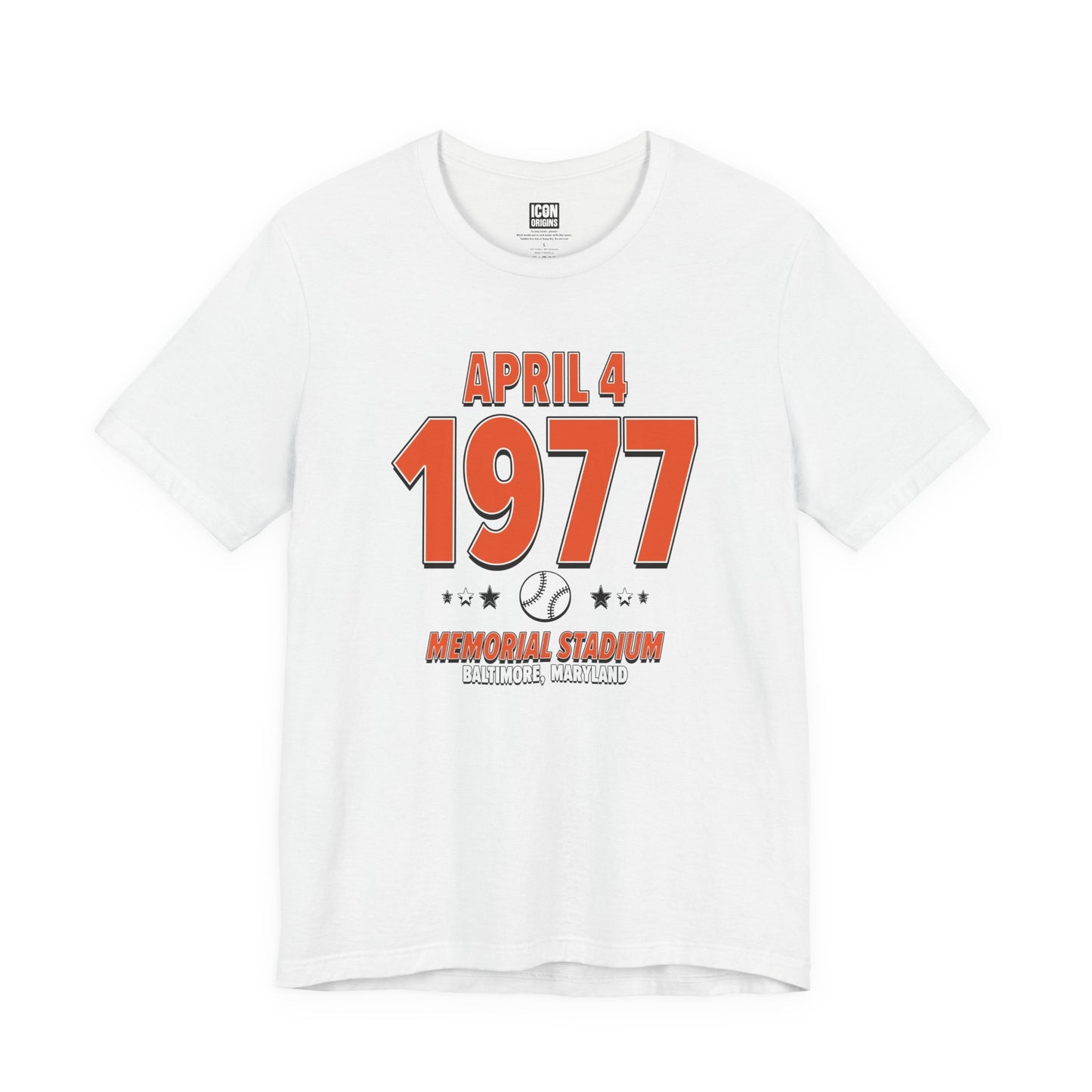 Baltimore Baseball – April 7, 1977 – Origin Tee (Black & White)