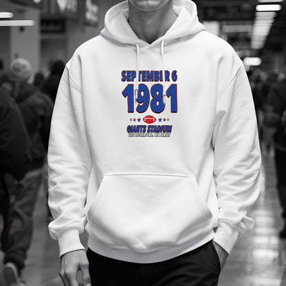 New York Football – September 6, 1981 – Hoodie (Black & White)