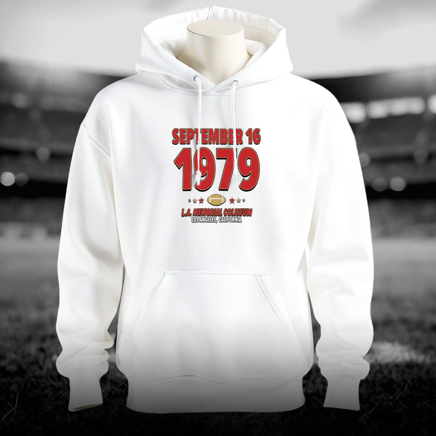 San Francisco Football – September 16, 1979 – Hoodie (Black & White)