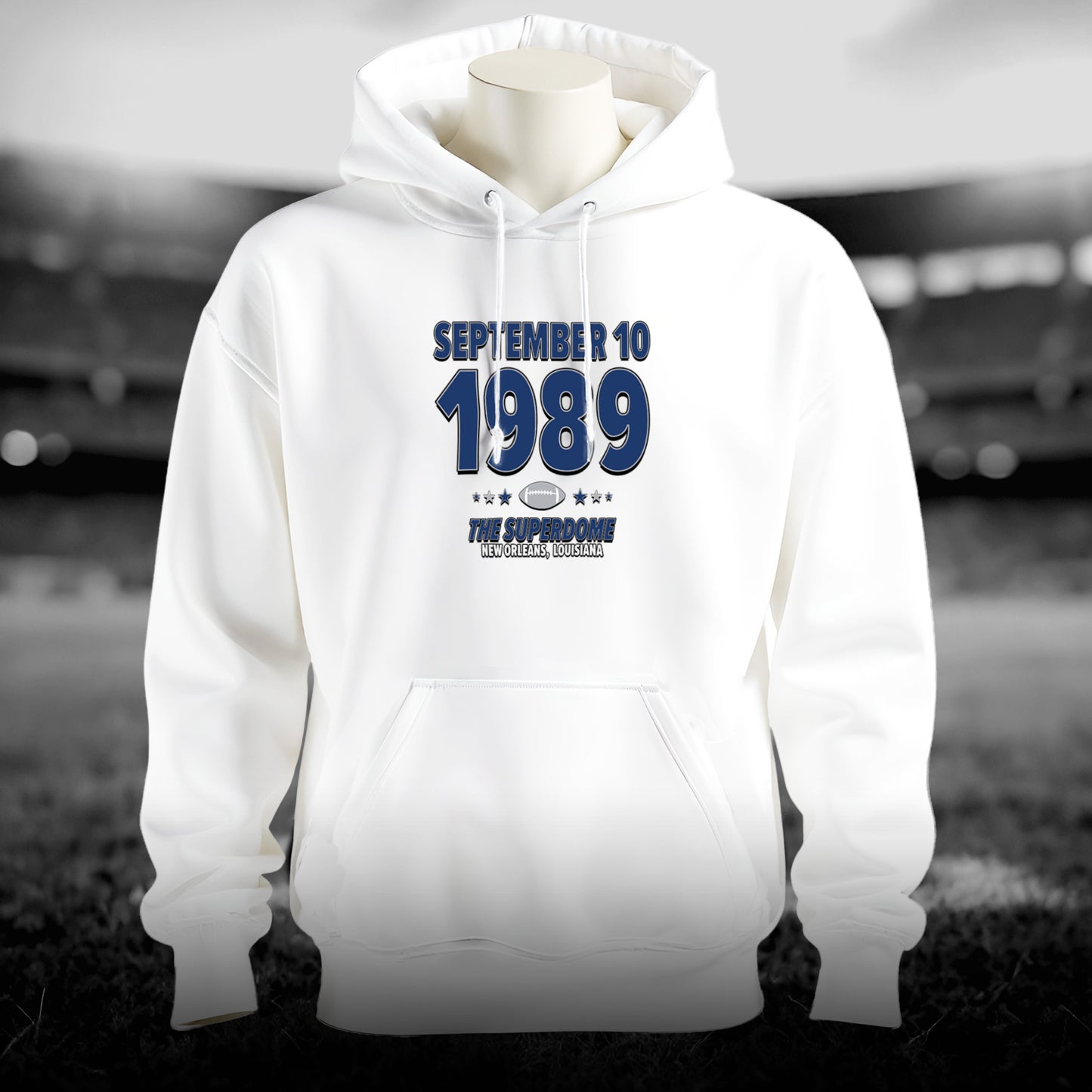 Dallas Football – September 10, 1989 – Hoodie (Black & White)