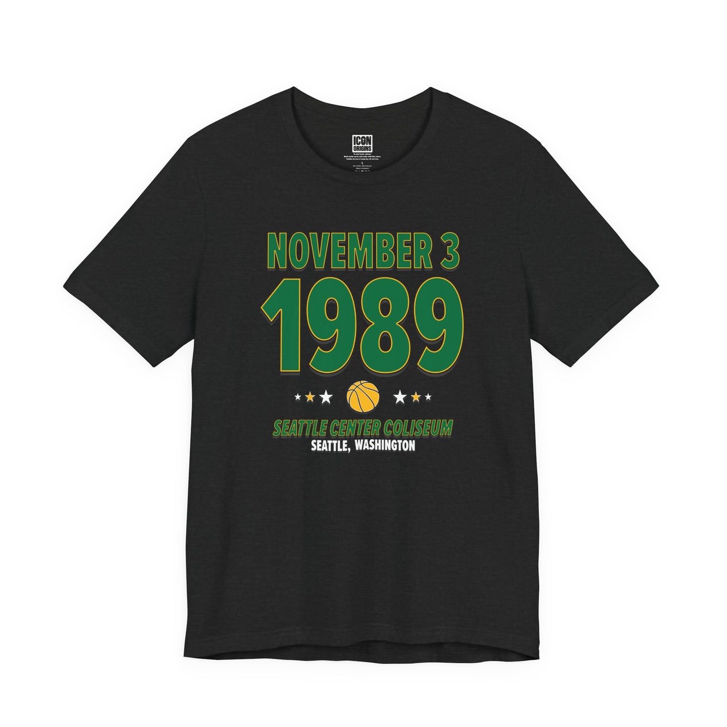 Seattle Basketball – November 3, 1989 – Origin Tee (Black & White)