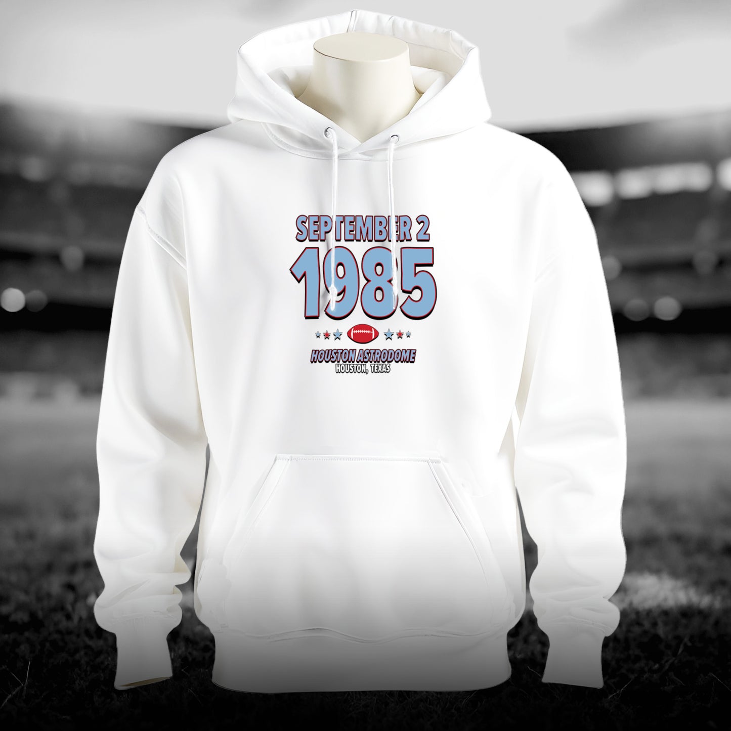 Houston Football – September 2, 1985 – Hoodie (Black & White)