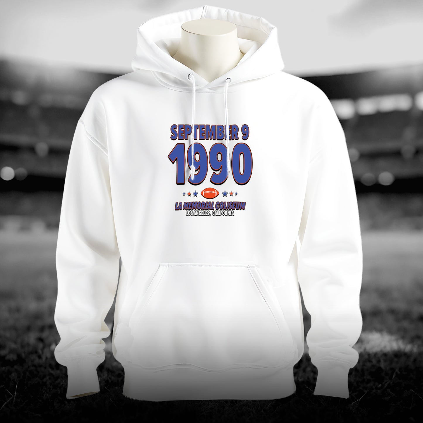 Denver Football – September 9, 1990 – Hoodie (Black & White)
