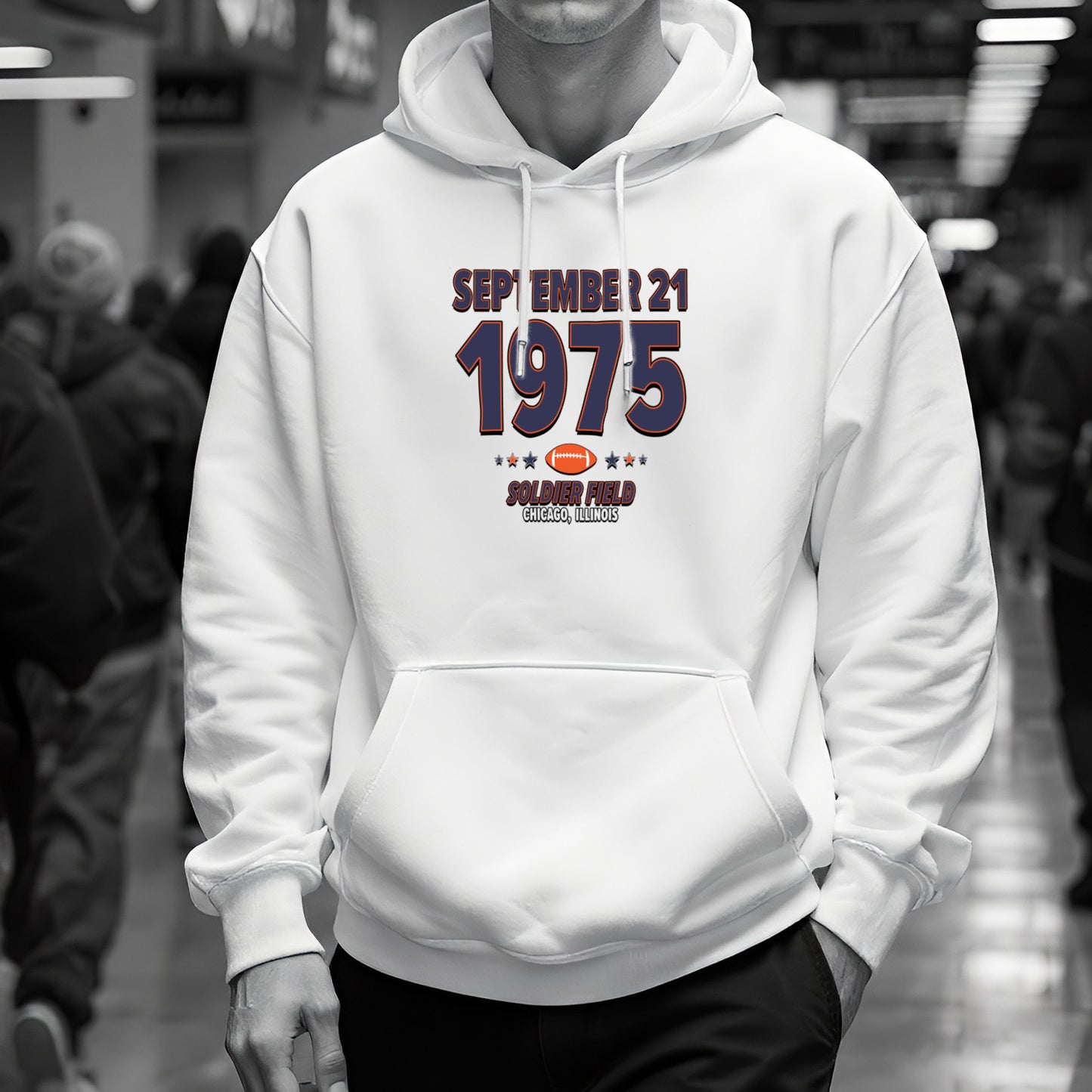 Chicago Football – September 21, 1975 – Hoodie (Black & White)