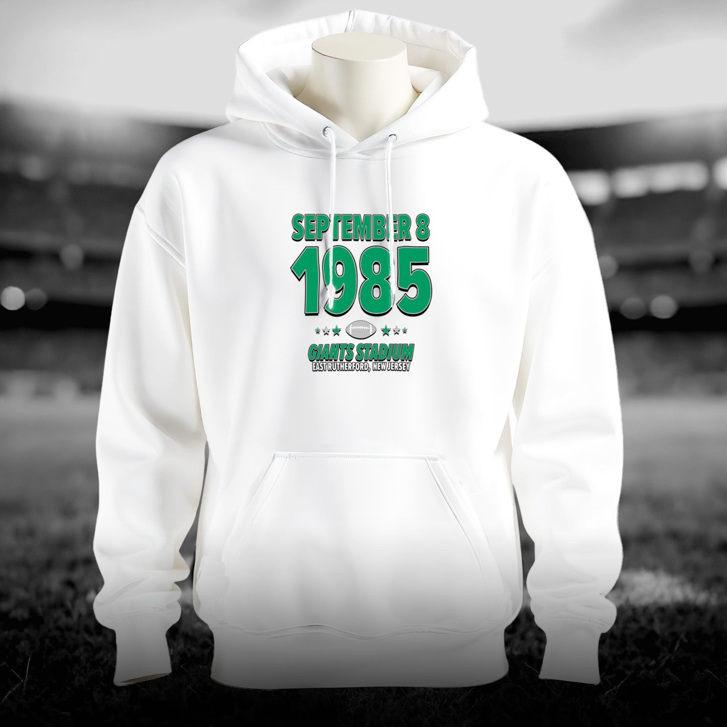 Philadelphia Football – September 8, 1985 – Hoodie (Black & White)