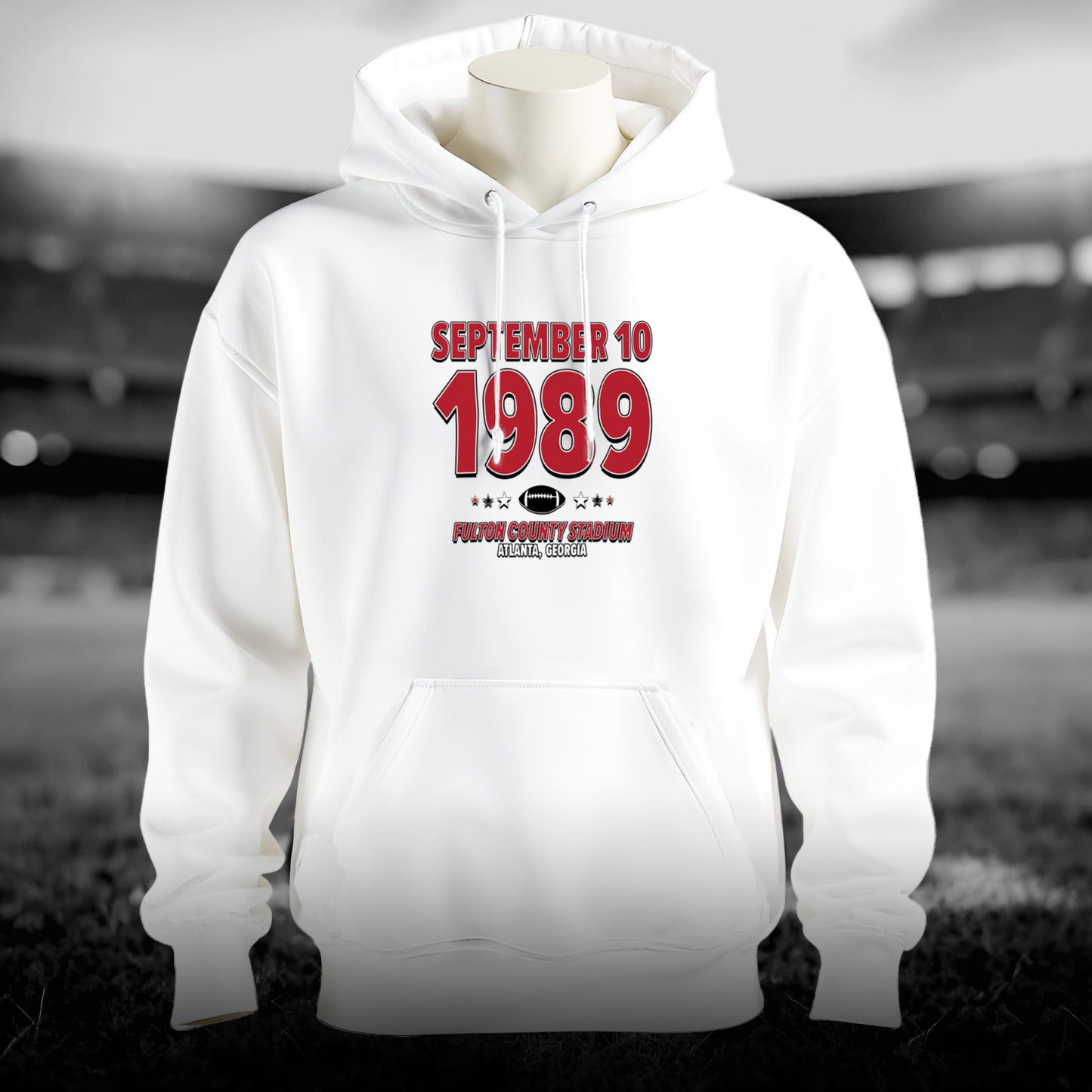 Atlanta Football – September 10, 1989 – Hoodie (Black & White)