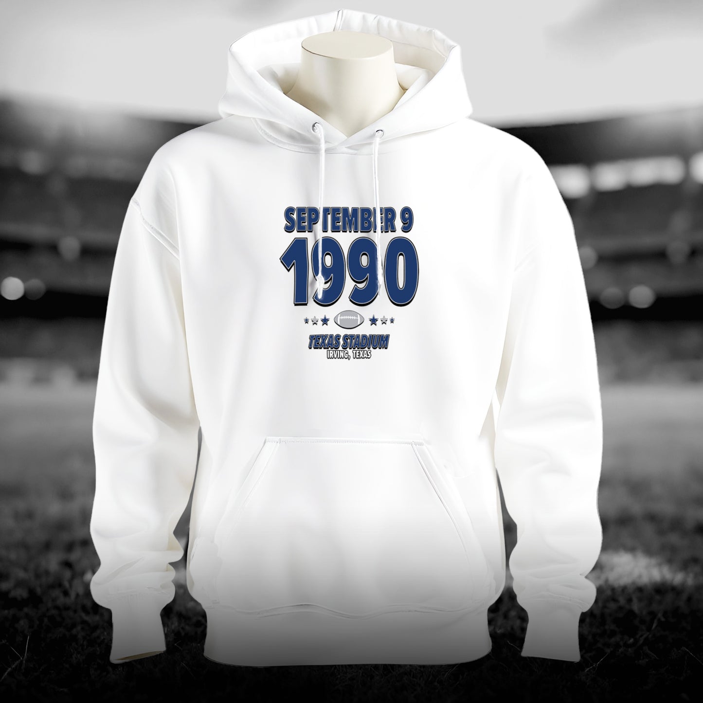 Dallas Football – September 9, 1990 – Hoodie (Black & White)