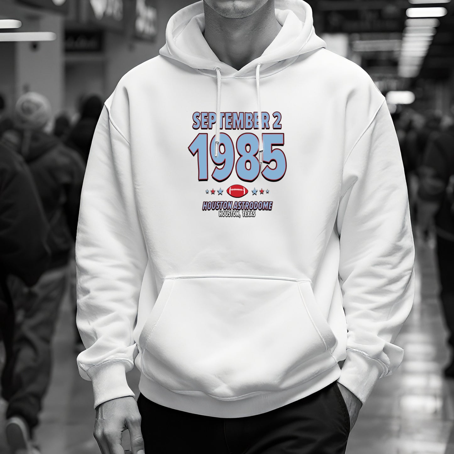Houston Football – September 2, 1985 – Hoodie (Black & White)